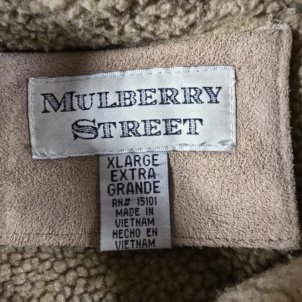 Mulberry Street Womens XL Faux Suede Sherpa Coat Tan Button Front Jacket - Picture 2 of 10